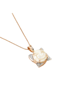Trendy Pearl 925 Sterling Silver CZ Stone Gold Plated Pendant With Chain For Women By Kesardeep