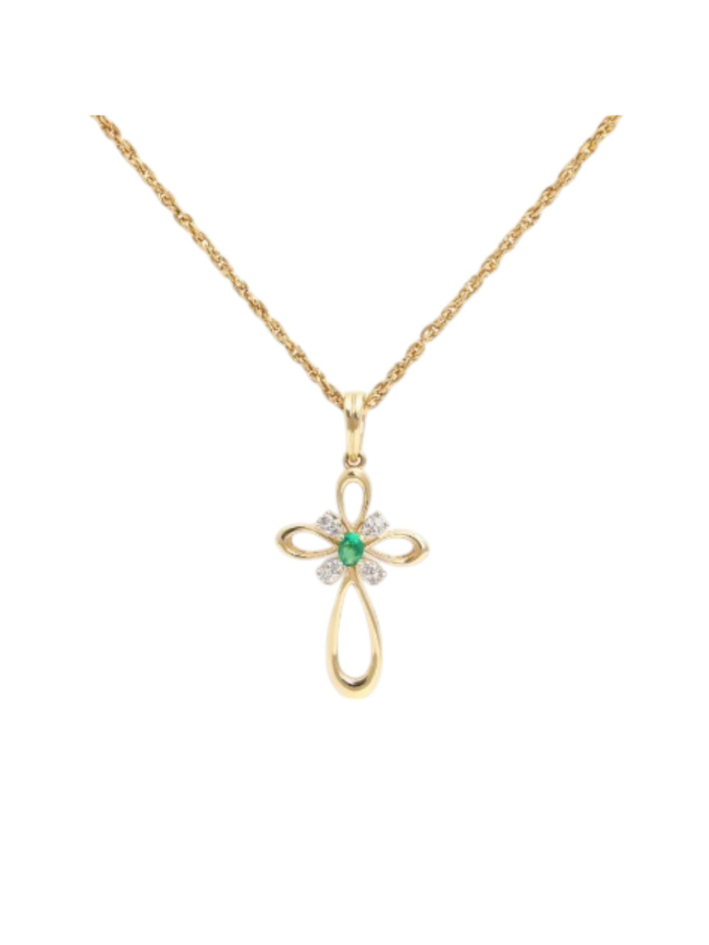 Trendy Cross 925 Sterling Silver CZ Stone Gold Plated Pendant With Chain For Women By Kesardeep