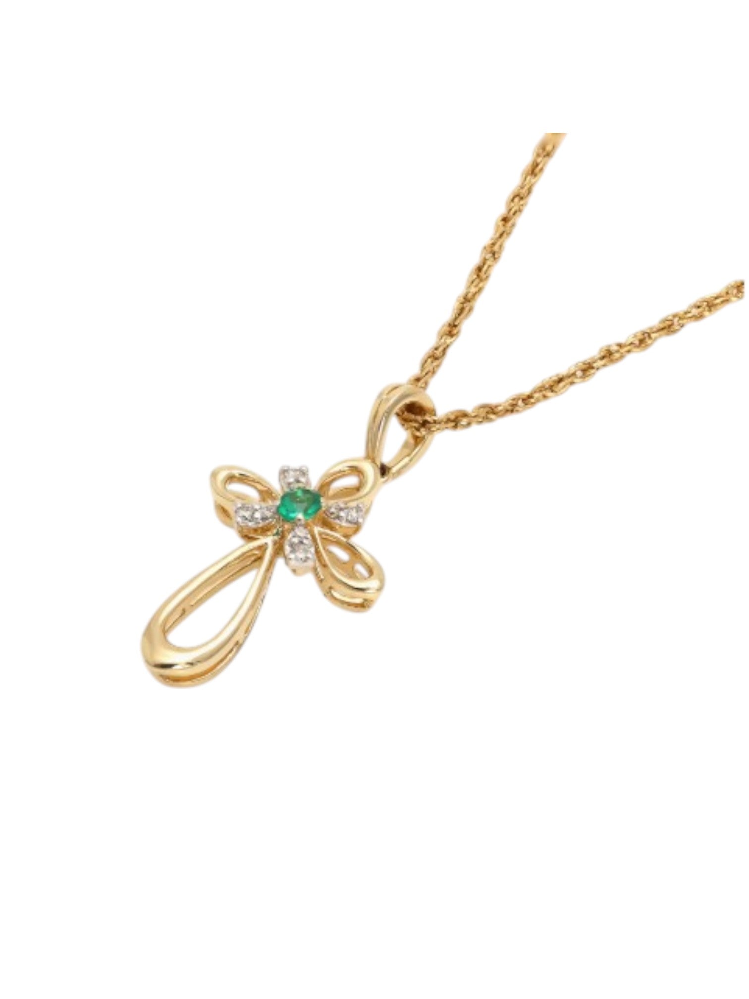 Trendy Cross 925 Sterling Silver CZ Stone Gold Plated Pendant With Chain For Women By Kesardeep