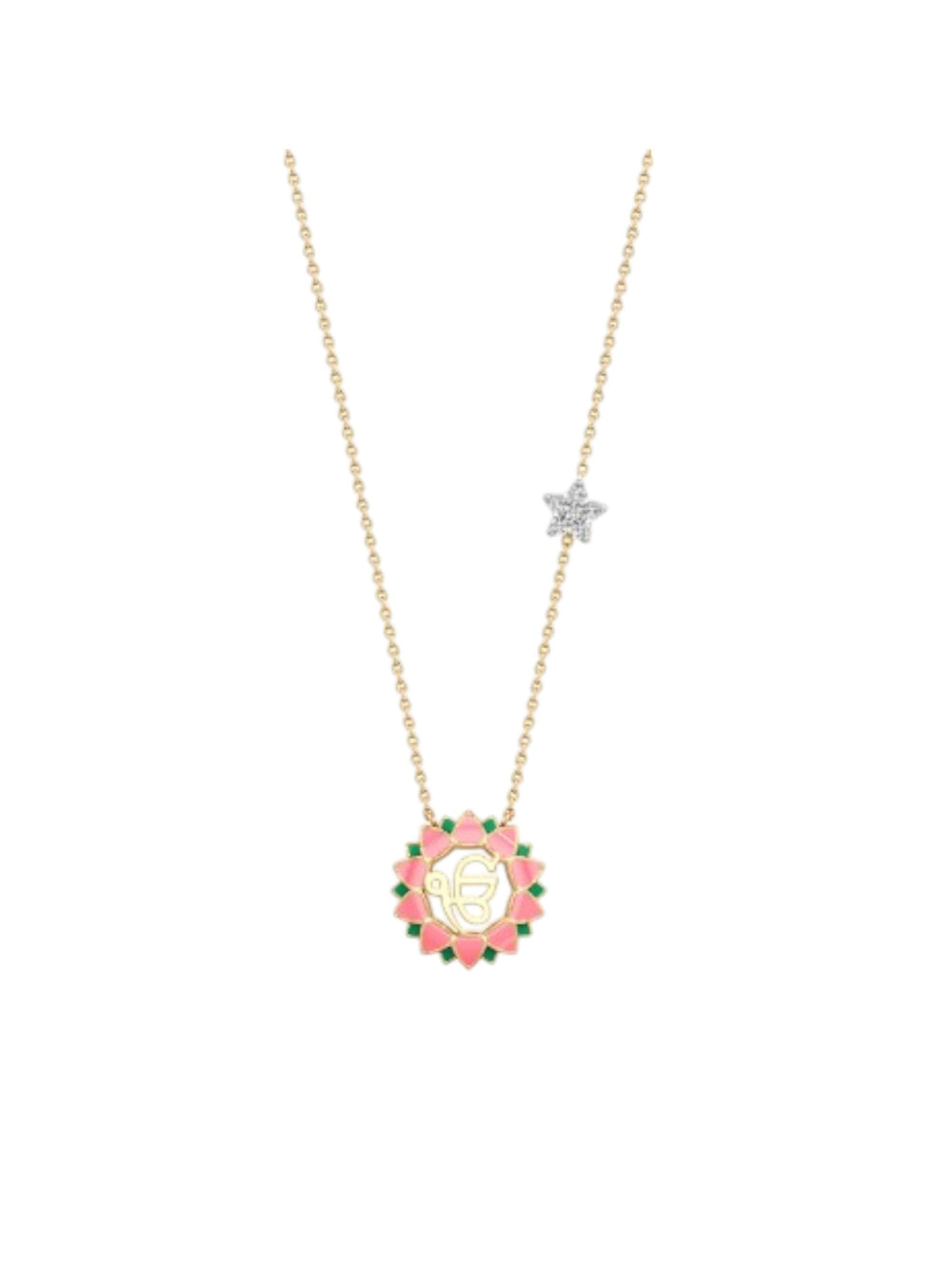 925 Sterling Silver Elegant Lotus Design Enameled Gold Plated Pendant With Chain For Women By Kesardeep