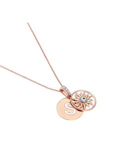 Trendy Evil Eye 925 Sterling Silver CZ Stone Rose Gold Plated Pendant With Chain For Women By Kesardeep