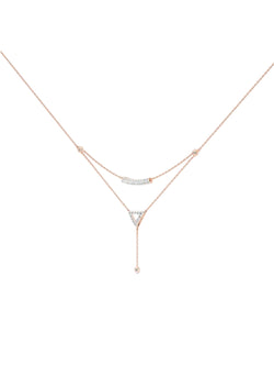 925 Sterling Silver Minimal Layered Design CZ Stone Rose Gold Plated Pendant With Chain For Women By Kesardeep