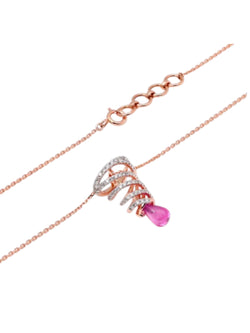 Trendy Twisted 925 Sterling Silver CZ Stone Rose Gold Plated Pendant With Chain For Women By Kesardeep