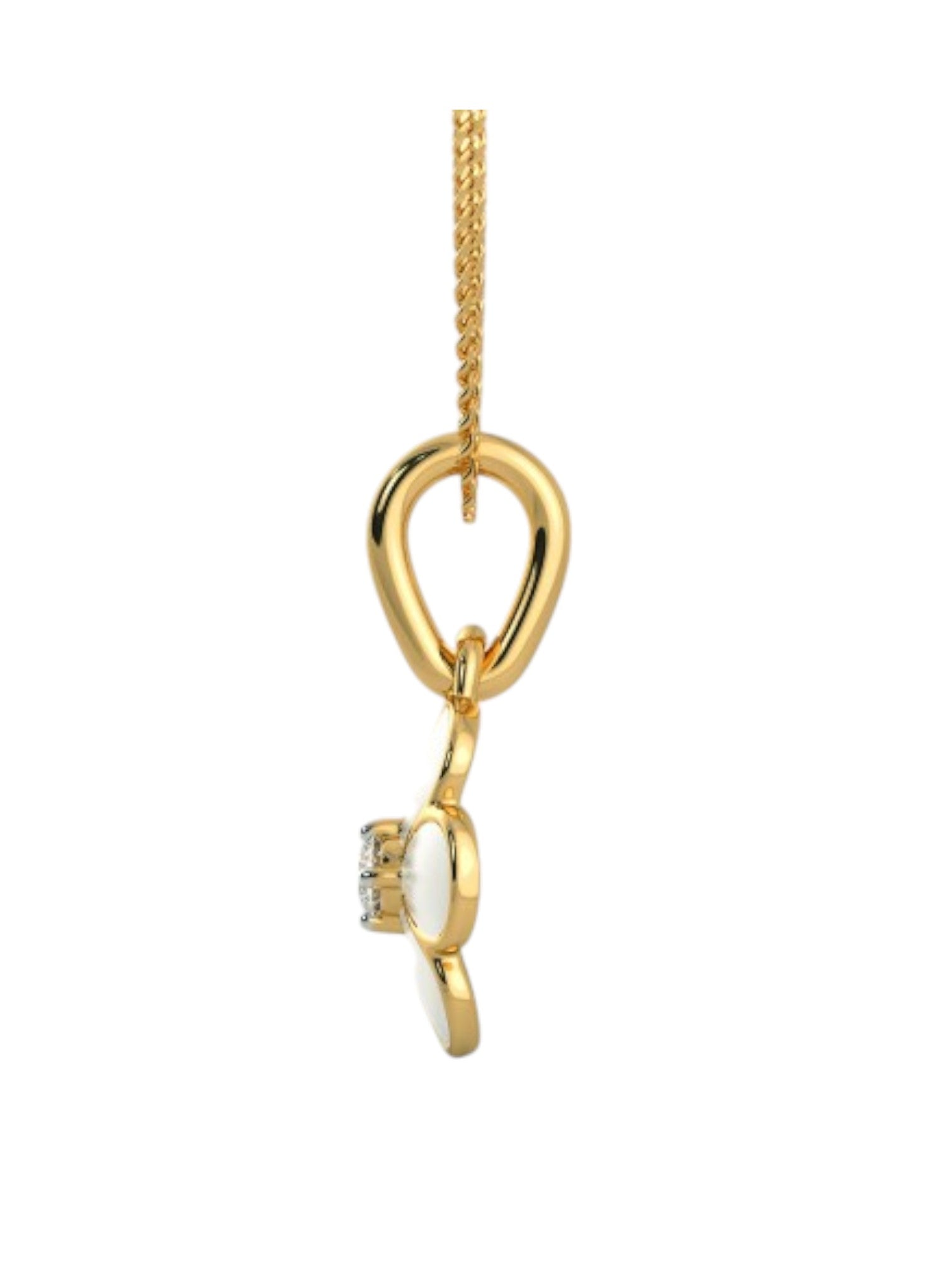 925 Sterling Silver Minimalist Flower Design CZ Stones Gold Plated Pendant With Chain For Women By Kesardeep