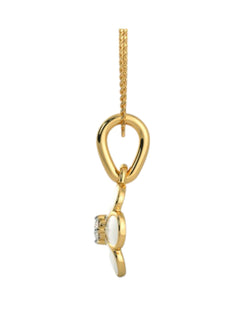 925 Sterling Silver Minimalist Flower Design CZ Stones Gold Plated Pendant With Chain For Women By Kesardeep