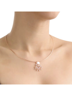 925 Sterling Silver Stylish Design CZ Stones Rose Gold Plated Pendant With Chain For Women By Kesardeep