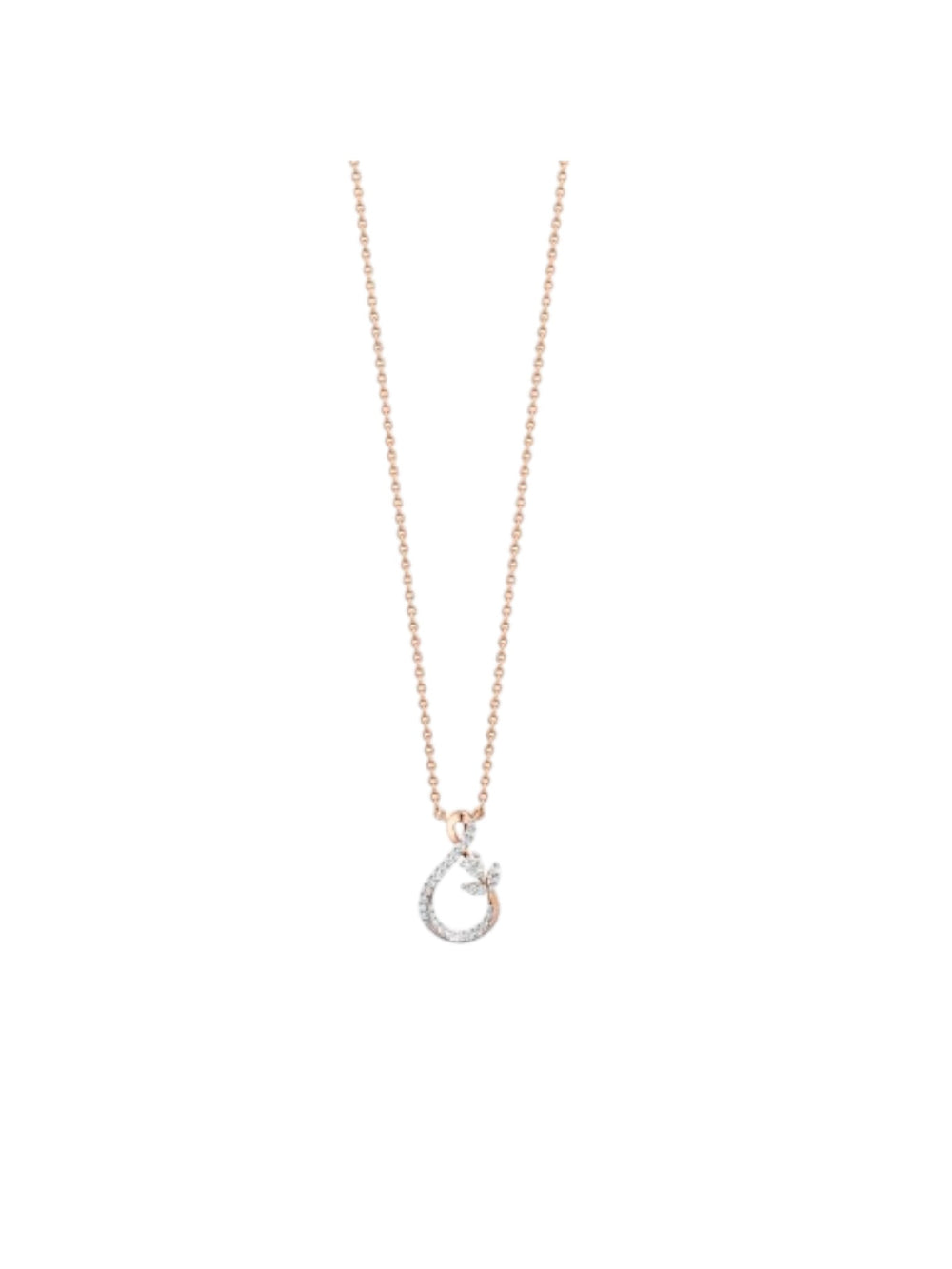925 Sterling Silver Minimal Design CZ Stones Rose Gold Plated Pendant With Chain For Women By Kesardeep