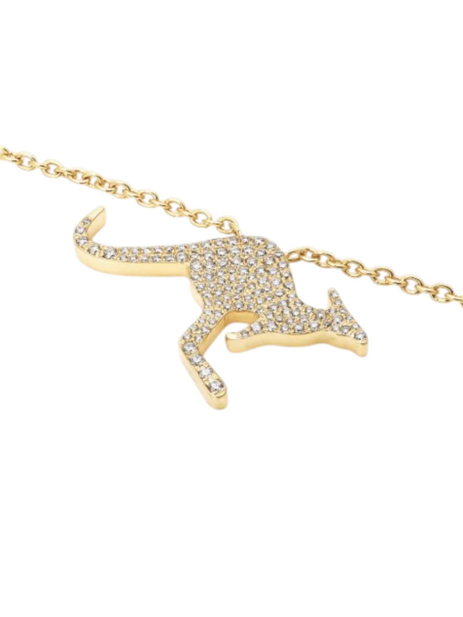925 Sterling Silver Kangaroo Shape CZ Stones Gold Plated Pendant With Chain For Women By Kesardeep
