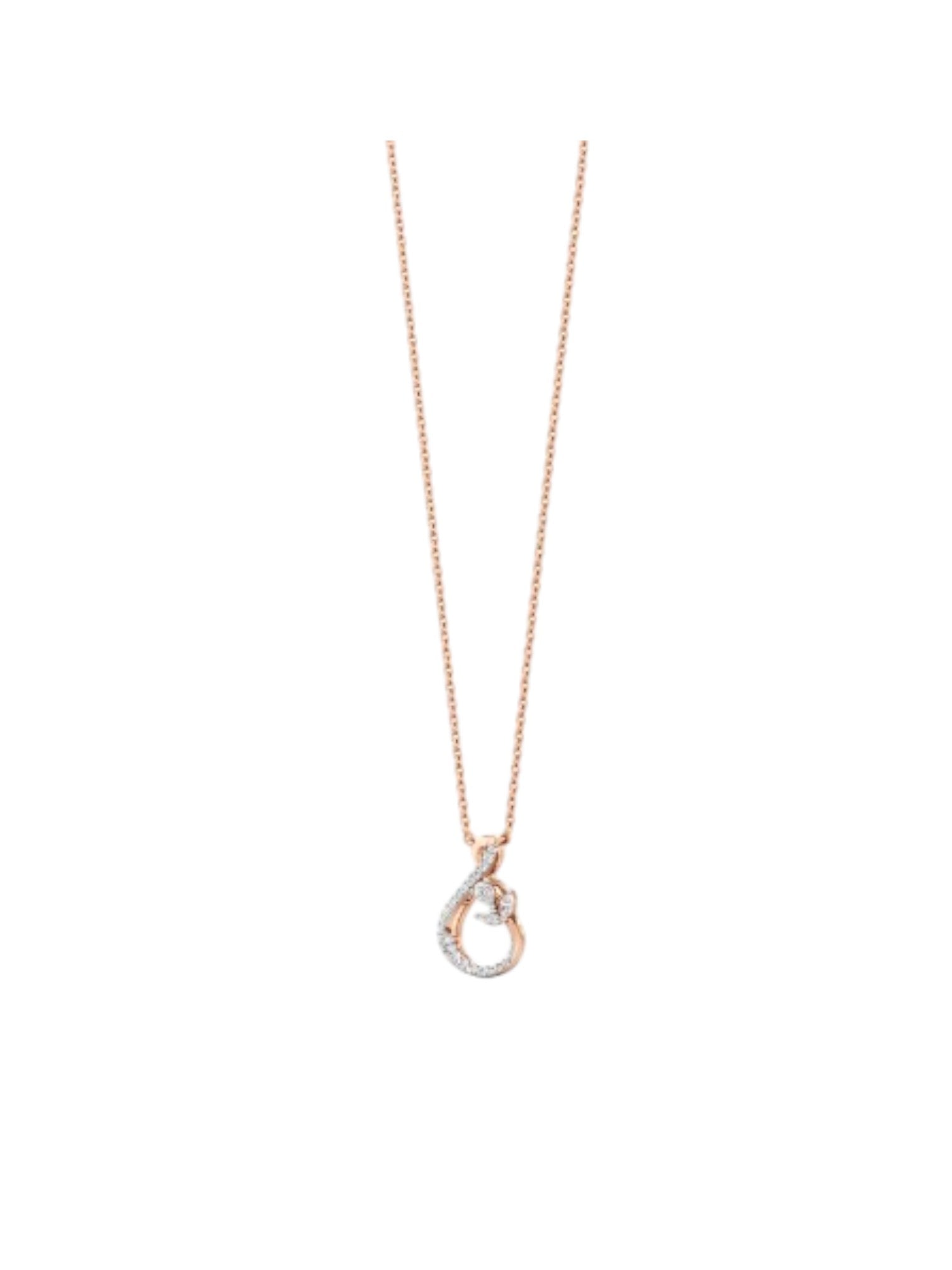 925 Sterling Silver Minimal Design CZ Stones Rose Gold Plated Pendant With Chain For Women By Kesardeep