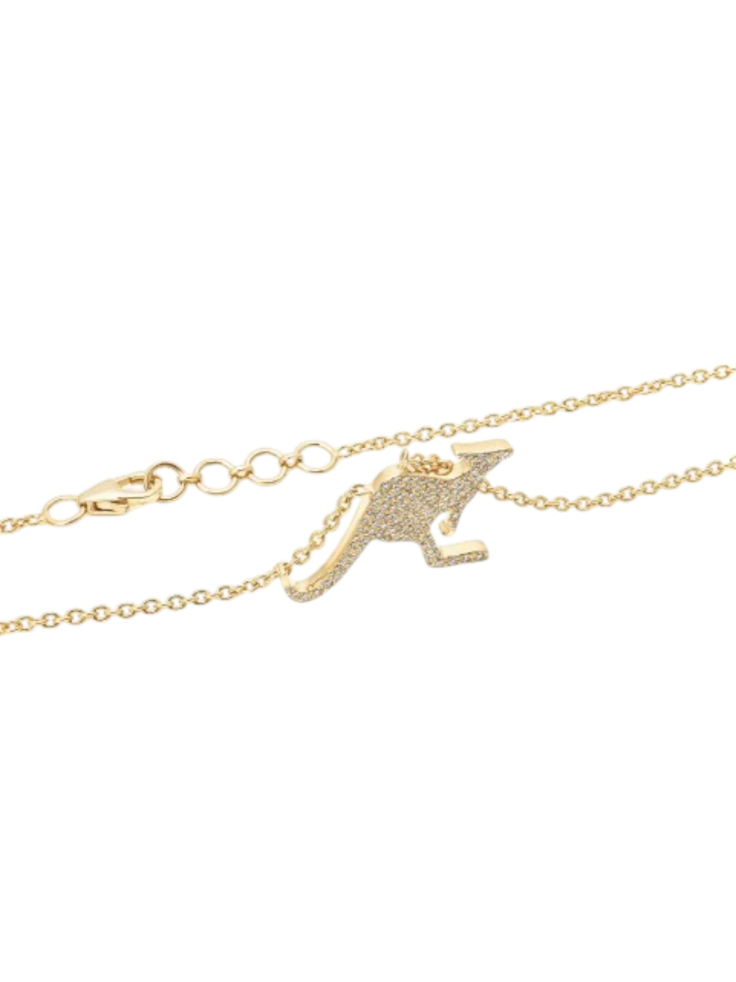 925 Sterling Silver Kangaroo Shape CZ Stones Gold Plated Pendant With Chain For Women By Kesardeep