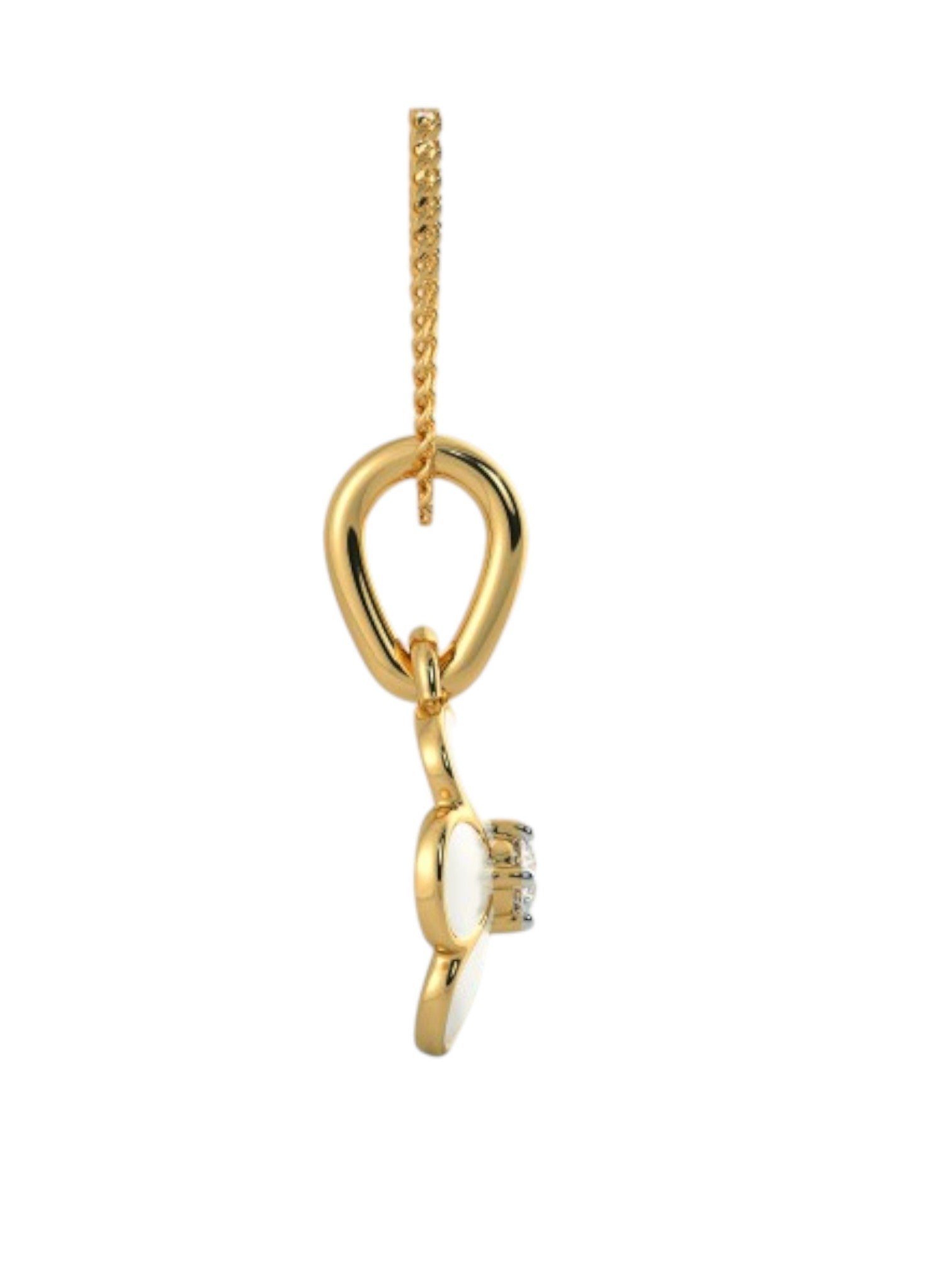 925 Sterling Silver Minimalist Flower Design CZ Stones Gold Plated Pendant With Chain For Women By Kesardeep