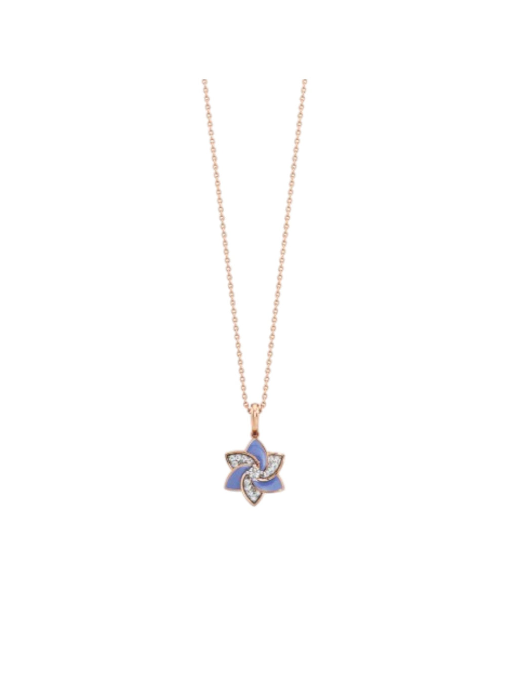 925 Sterling Silver Stylish Star Design CZ Stones Rose Gold Plated Pendant With Chain For Women Kesardeep