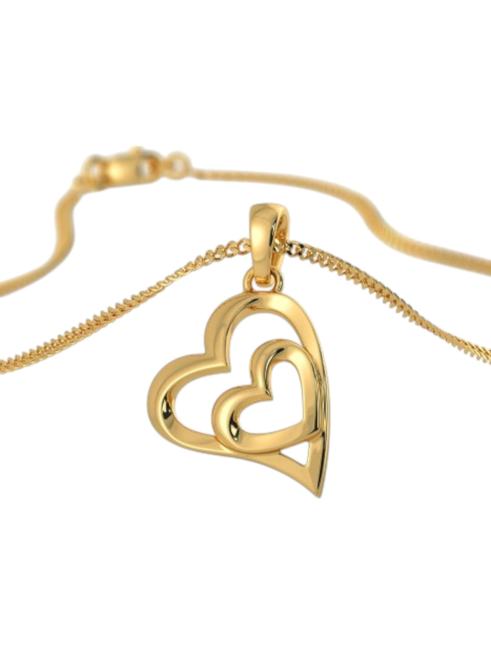 925 Sterling Silver Minimalist Love Design CZ Stones Gold Plated Pendant With Chain For Women By Kesardeep