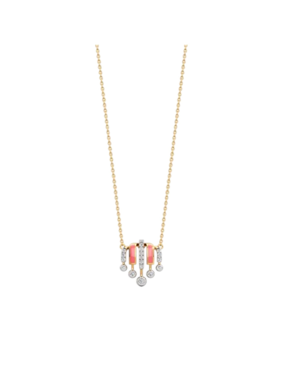 925 Sterling Silver Minimal Design CZ Stones Gold Plated Pendant With Chain For Women By Kesardeep