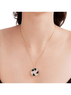 Trendy Enamel Design 925 Sterling Silver CZ Stones Rose Gold Plated Pendant With Chain For Women By Kesardeep