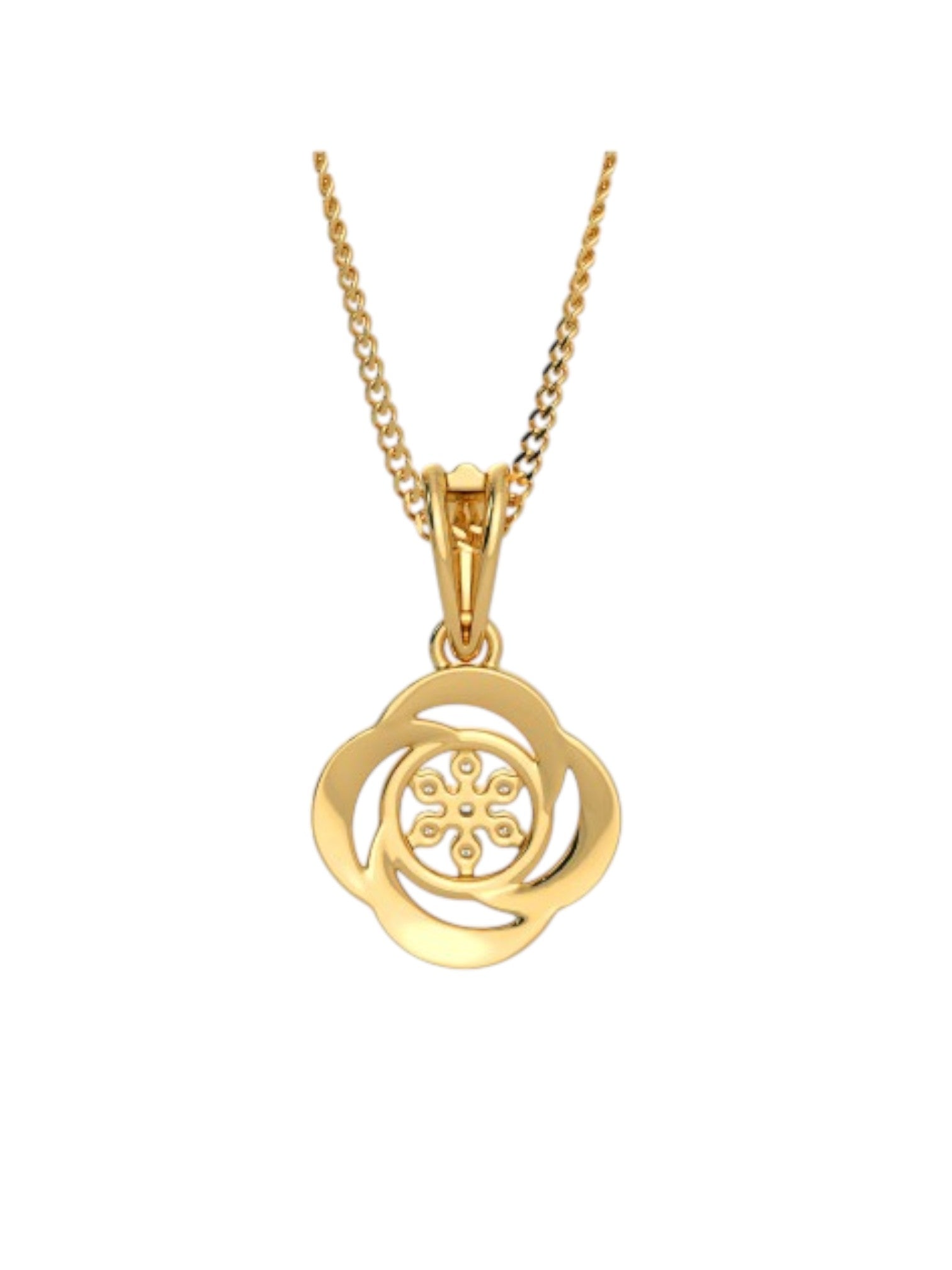 925 Sterling Silver Minimalist Design CZ Stones Gold Plated Pendant With Chain For Women By Kesardeep