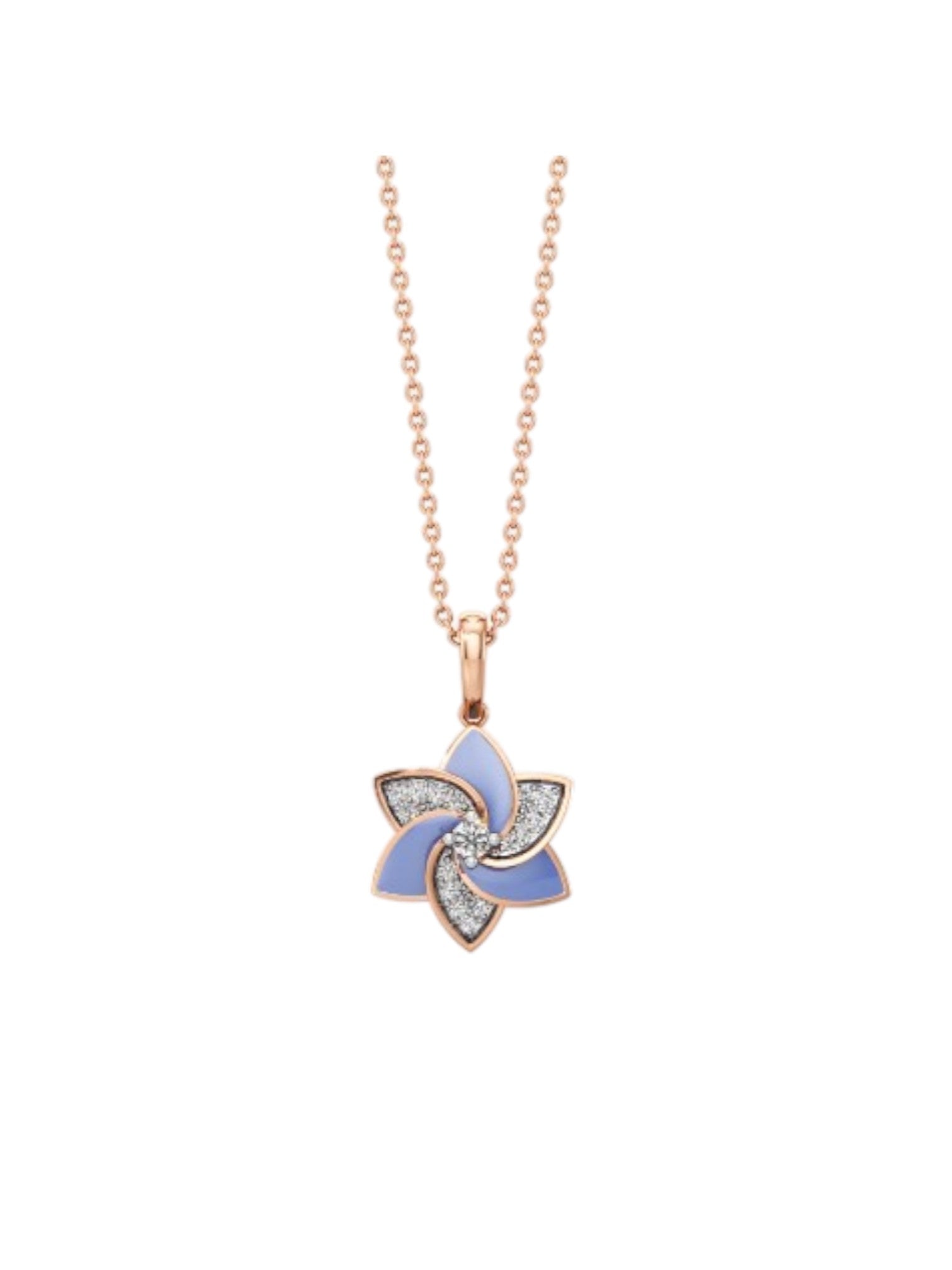 925 Sterling Silver Stylish Star Design CZ Stones Rose Gold Plated Pendant With Chain For Women Kesardeep