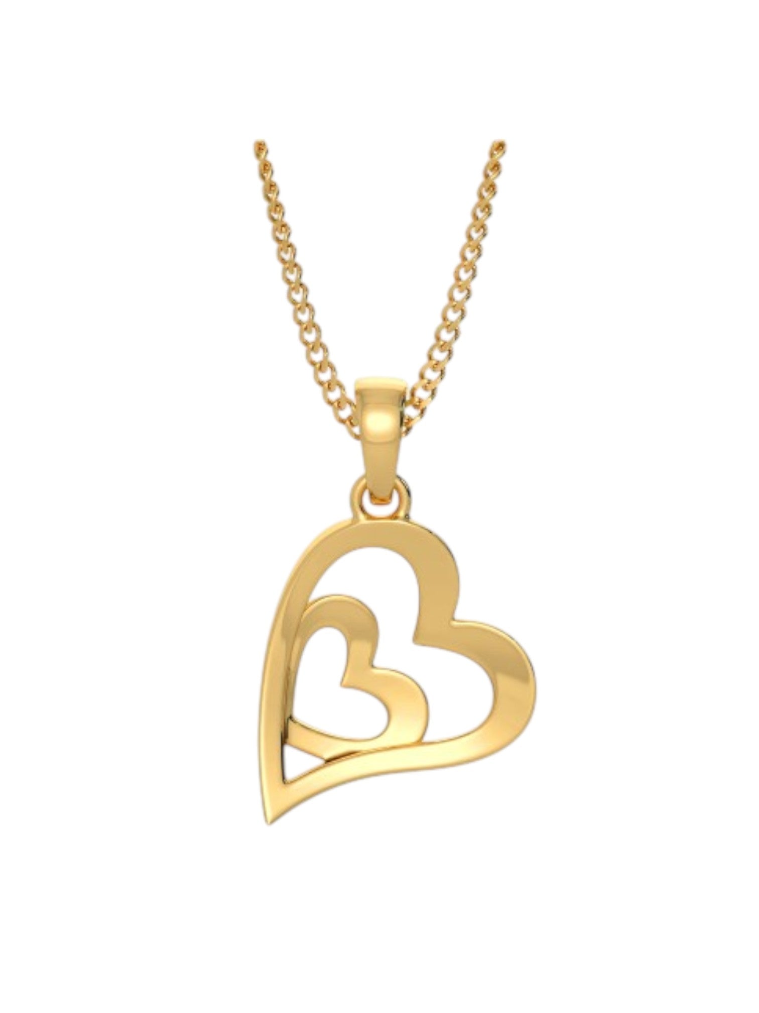 925 Sterling Silver Minimalist Love Design CZ Stones Gold Plated Pendant With Chain For Women By Kesardeep