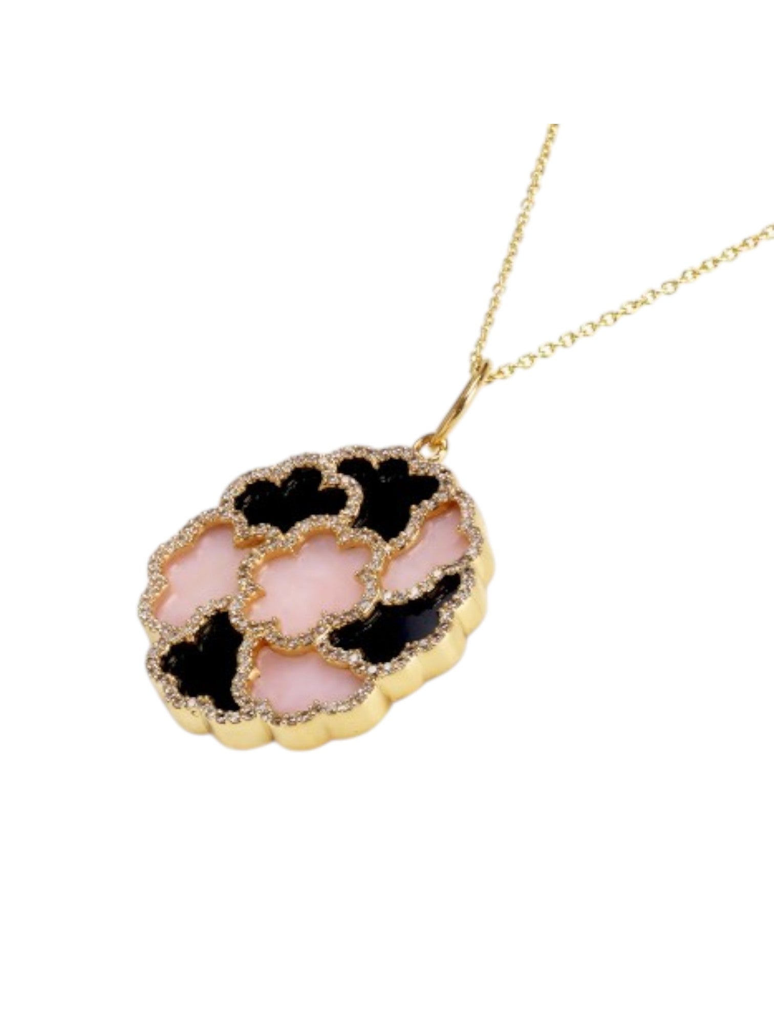 Trendy Enamel Design 925 Sterling Silver CZ Stones Rose Gold Plated Pendant With Chain For Women By Kesardeep