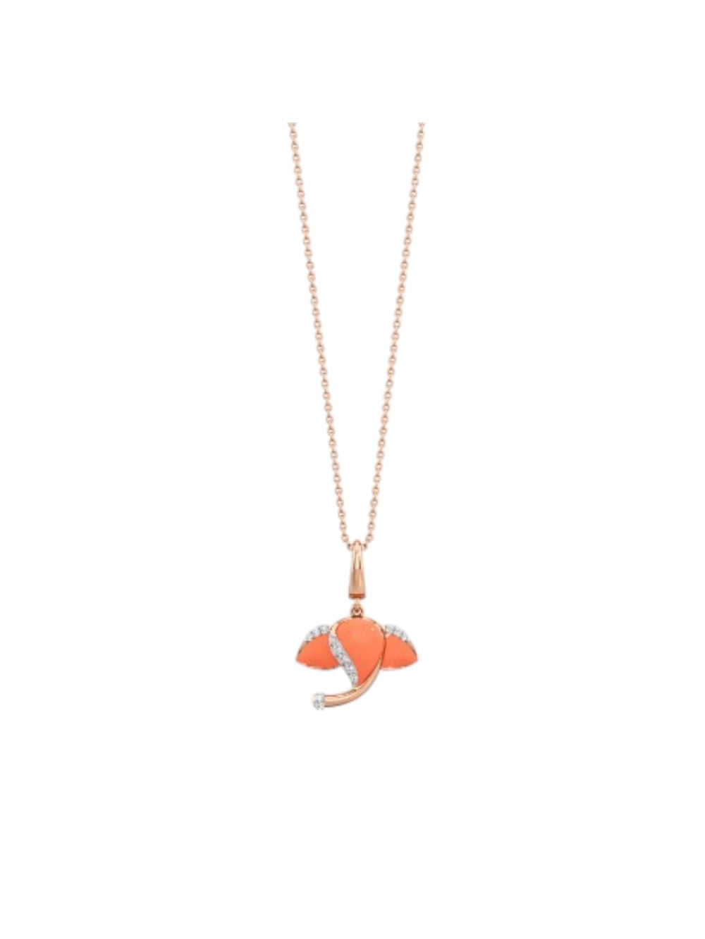 925 Sterling Silver Stylish Elephant Design CZ Stones Rose Gold Plated Pendant With Chain For Women Kesardeep