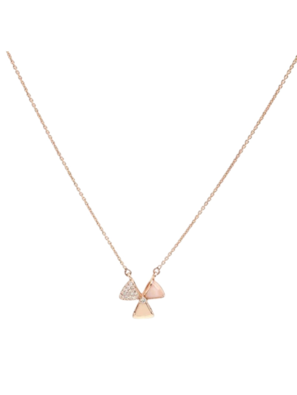 925 Sterling Silver Minimal Design CZ Stones Rose Gold Plated Pendant With Chain For Women By Kesardeep