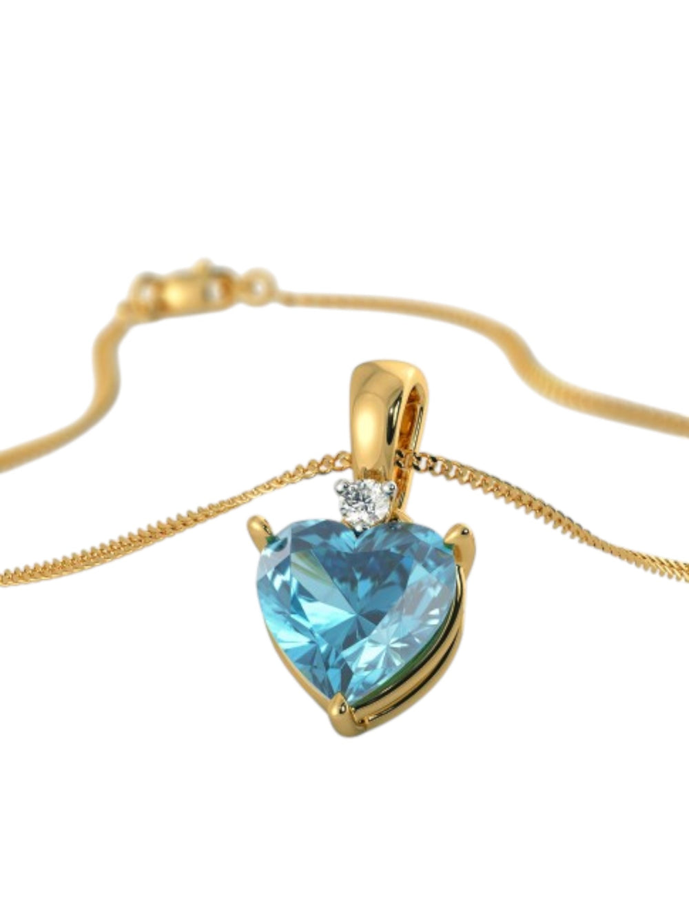 925 Sterling Silver Minimalist Love Design CZ Stones Gold Plated Pendant With Chain For Women By Kesardeep