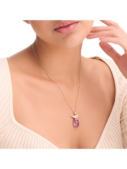 Trendy Bird Design 925 Sterling Silver CZ Stones Gold Plated Pendant With Chain For Women By Kesardeep