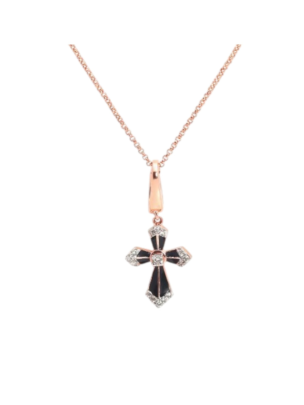925 Sterling Silver Stylish Cross Design CZ Stones Pendant With Chain For Women Kesardeep
