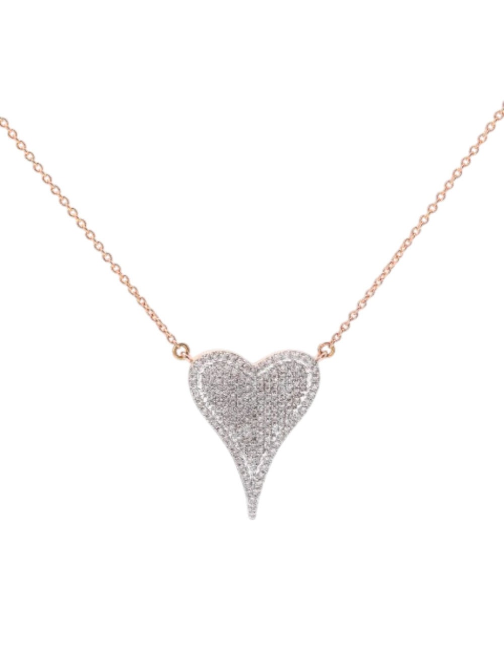 925 Sterling Silver Heart Shape CZ Stones Rose Gold Plated Pendant With Chain For Women By Kesardeep