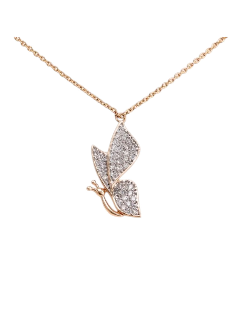 925 Sterling Silver Stylish Butterfly Design CZ Stones Gold Plated Pendant With Chain For Women By Kesardeep