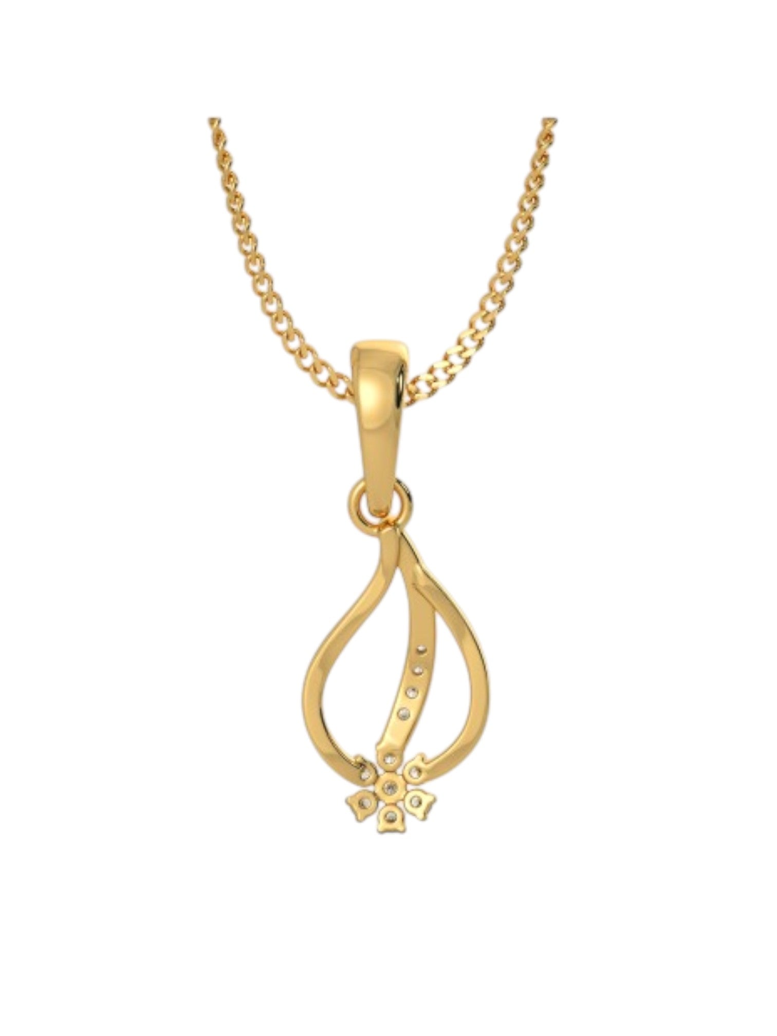 925 Sterling Silver Minimalist Design CZ Stones Gold Plated Pendant With Chain For Women By Kesardeep