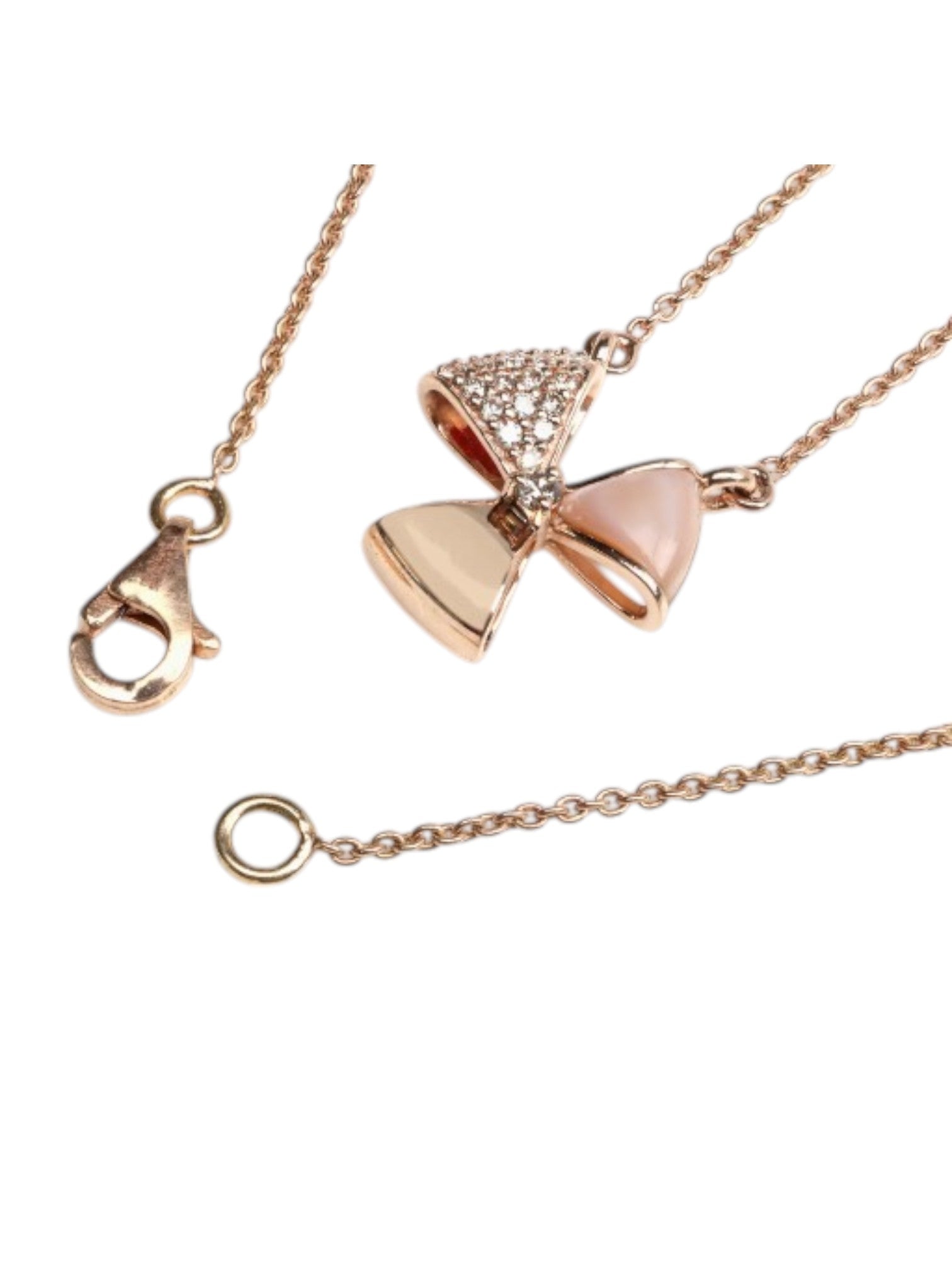 925 Sterling Silver Minimal Design CZ Stones Rose Gold Plated Pendant With Chain For Women By Kesardeep