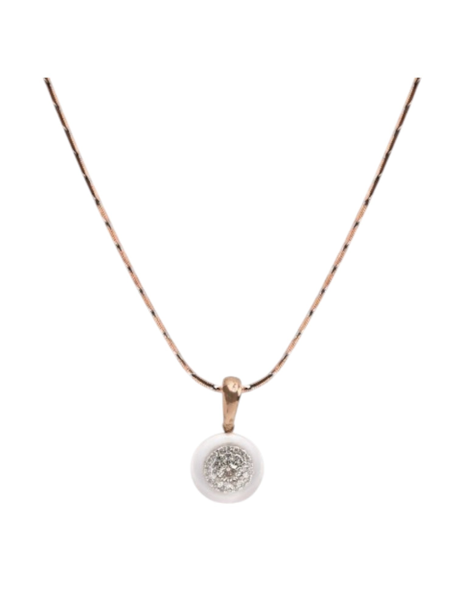 Trendy Design 925 Sterling Silver CZ Stones Rose Gold Plated Pendant With Chain For Women By Kesardeep
