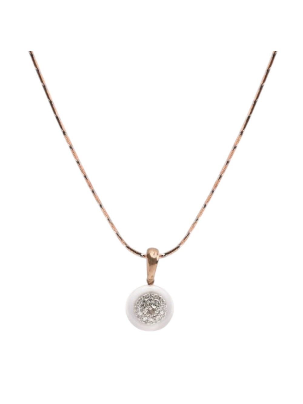 Trendy Design 925 Sterling Silver CZ Stones Rose Gold Plated Pendant With Chain For Women By Kesardeep