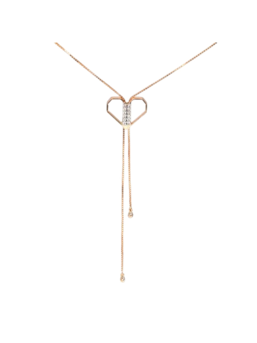 925 Sterling Silver Love Design CZ Stones Rose Gold Plated Pendant With Chain For Women By Kesardeep