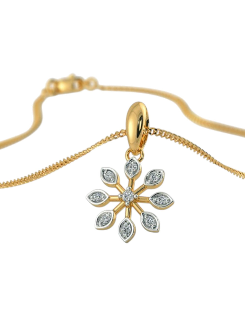 925 Sterling Silver Minimalist Design CZ Stones Gold Plated Pendant With Chain For Women By Kesardeep