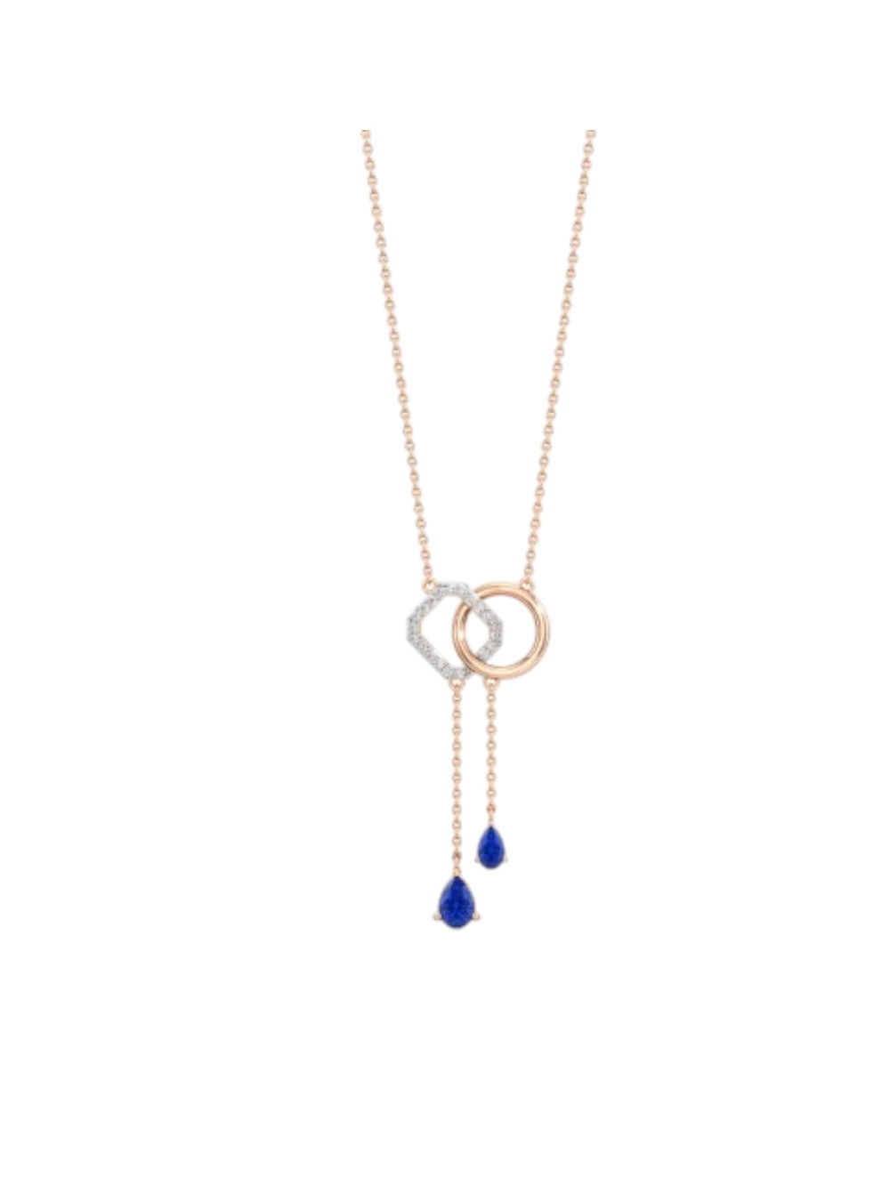 925 Sterling Silver Minimal Design CZ Stones Rose Gold Plated Pendant With Chain For Women Kesardeep