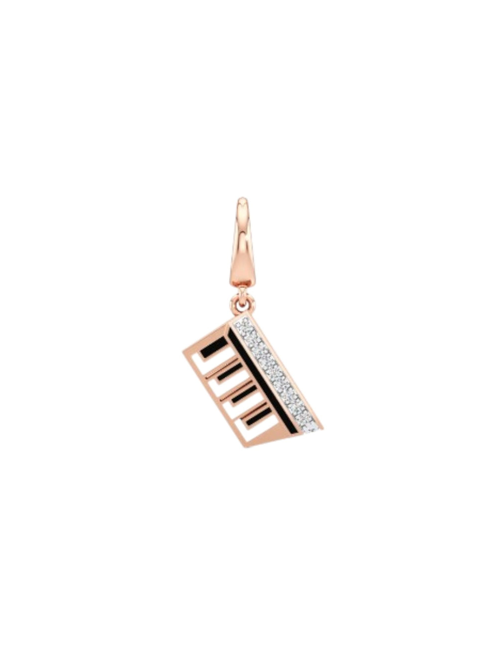 925 Sterling Silver Stylish Piano Design CZ Stones Rose Gold Plated Pendant With Chain For Women Kesardeep