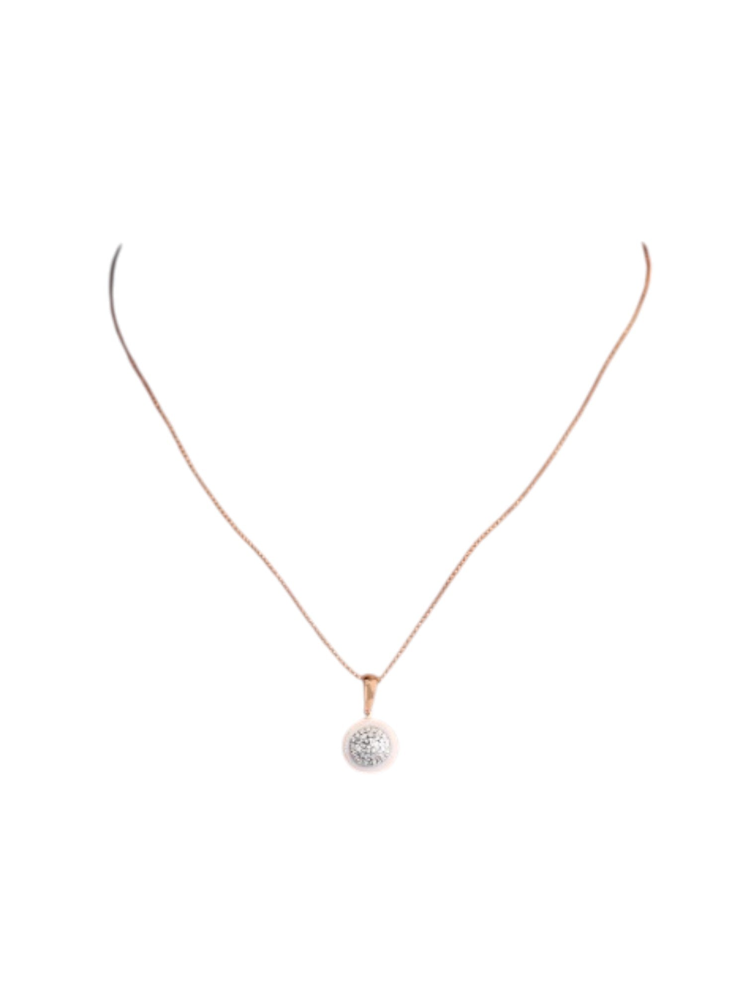 Trendy Design 925 Sterling Silver CZ Stones Rose Gold Plated Pendant With Chain For Women By Kesardeep
