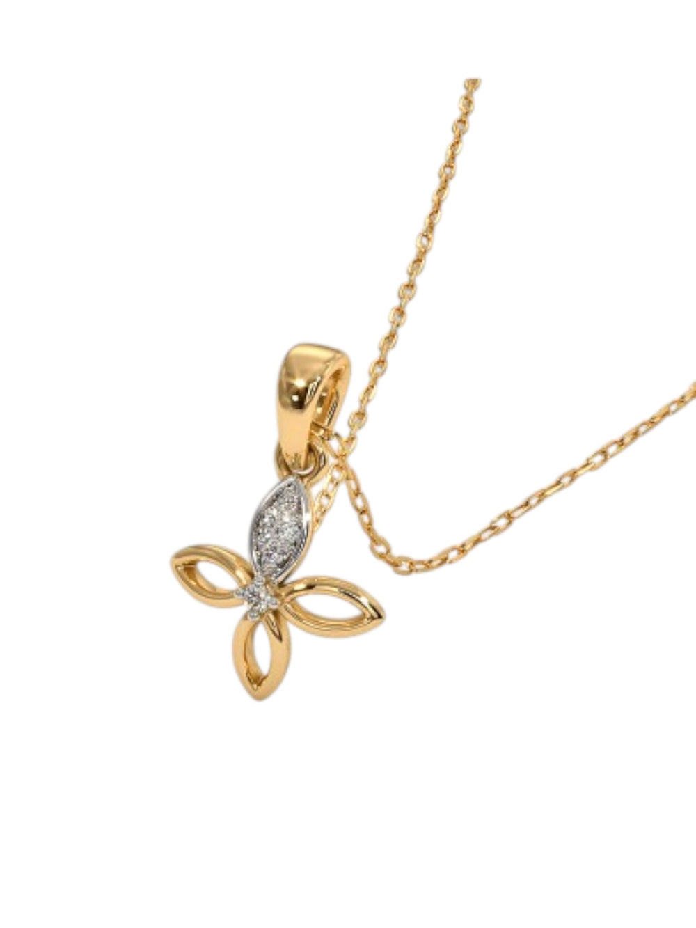 925 Sterling Silver Minimalist Design CZ Stones Gold Plated Pendant With Chain For Women By Kesardeep