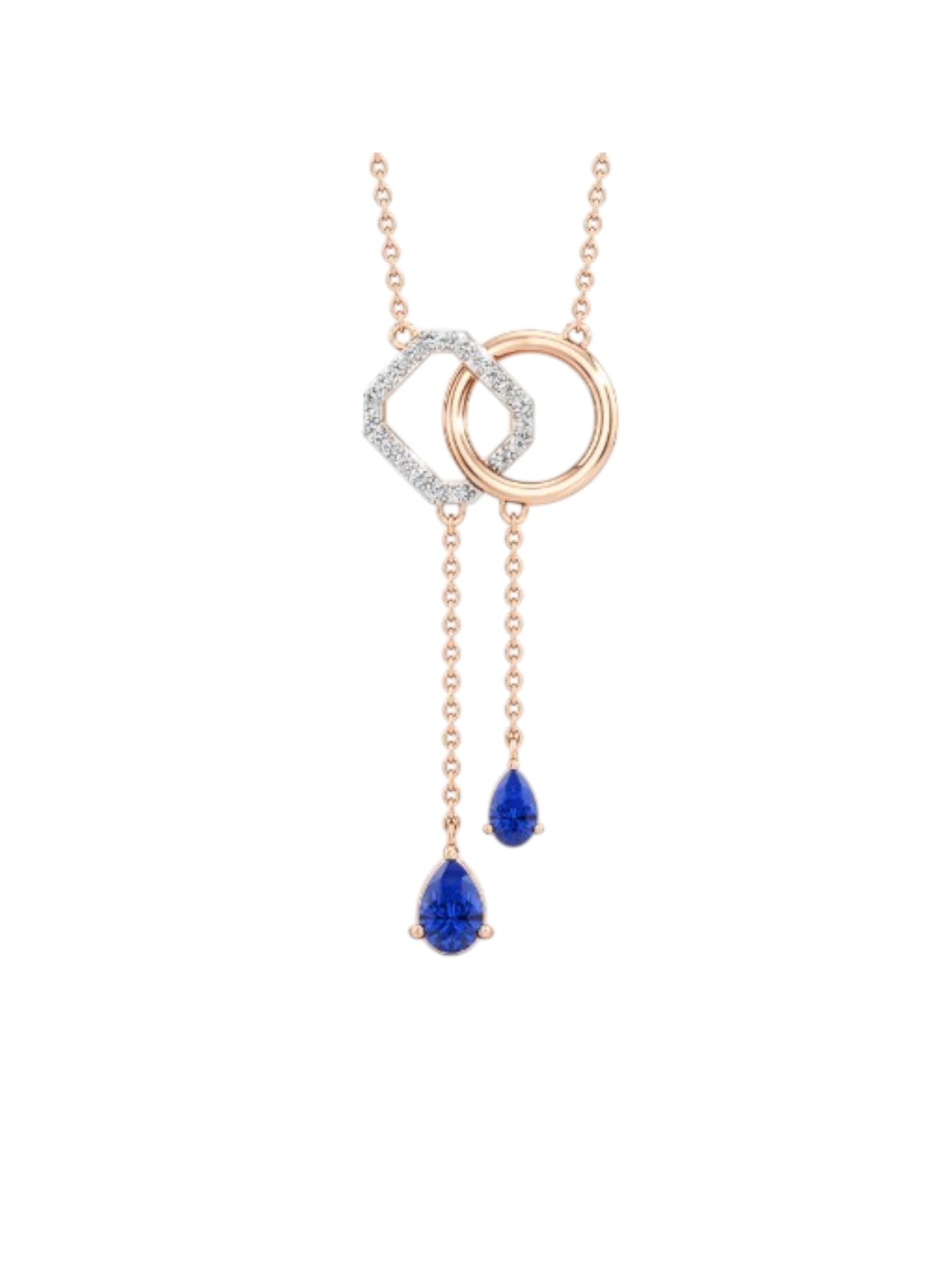 925 Sterling Silver Minimal Design CZ Stones Rose Gold Plated Pendant With Chain For Women Kesardeep