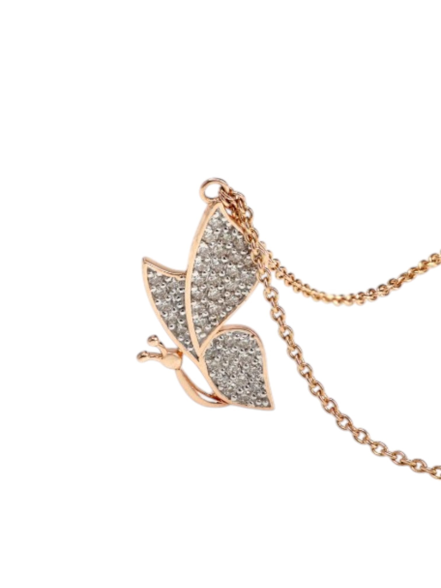 925 Sterling Silver Stylish Butterfly Design CZ Stones Gold Plated Pendant With Chain For Women By Kesardeep