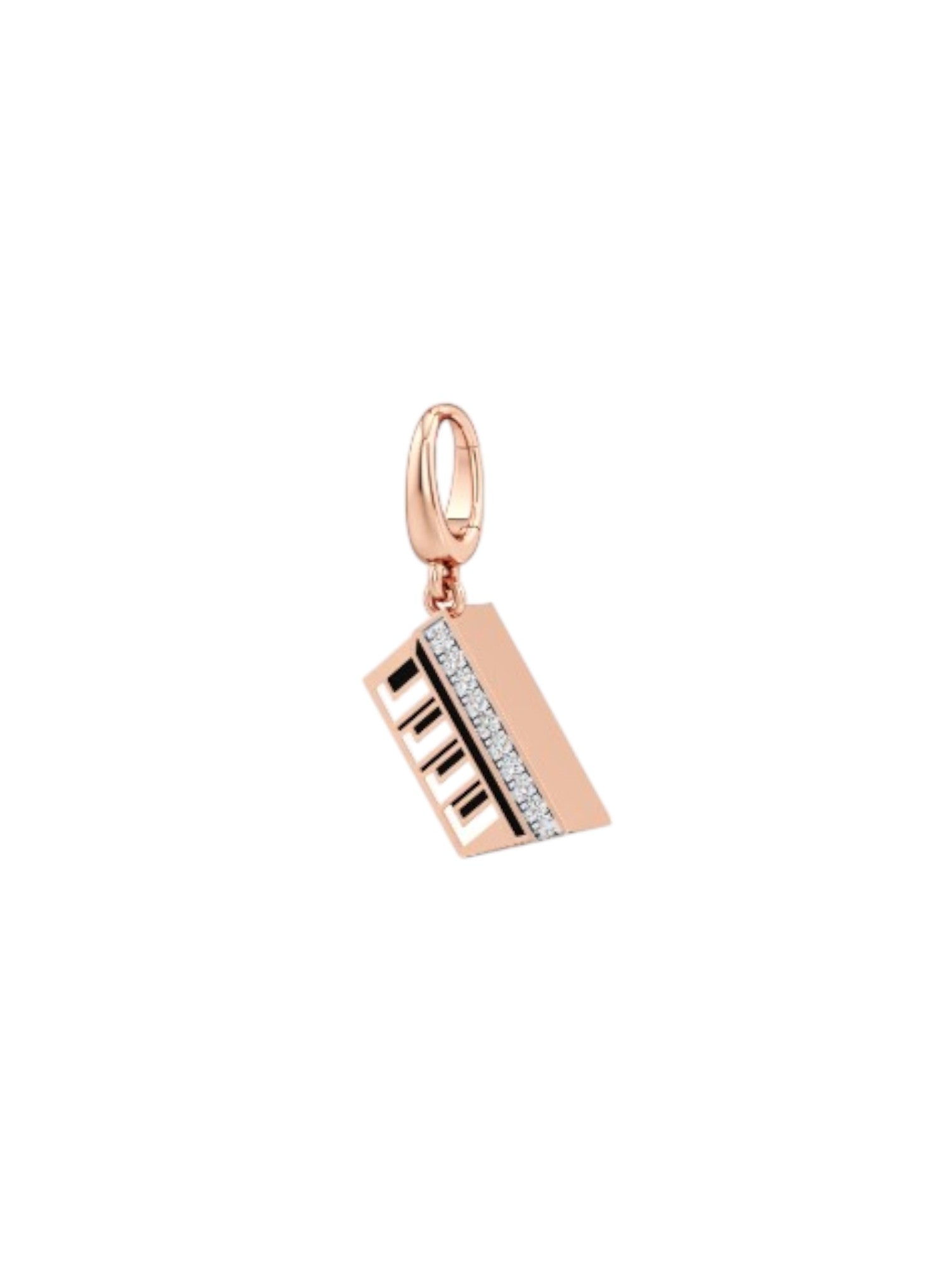 925 Sterling Silver Stylish Piano Design CZ Stones Rose Gold Plated Pendant With Chain For Women Kesardeep