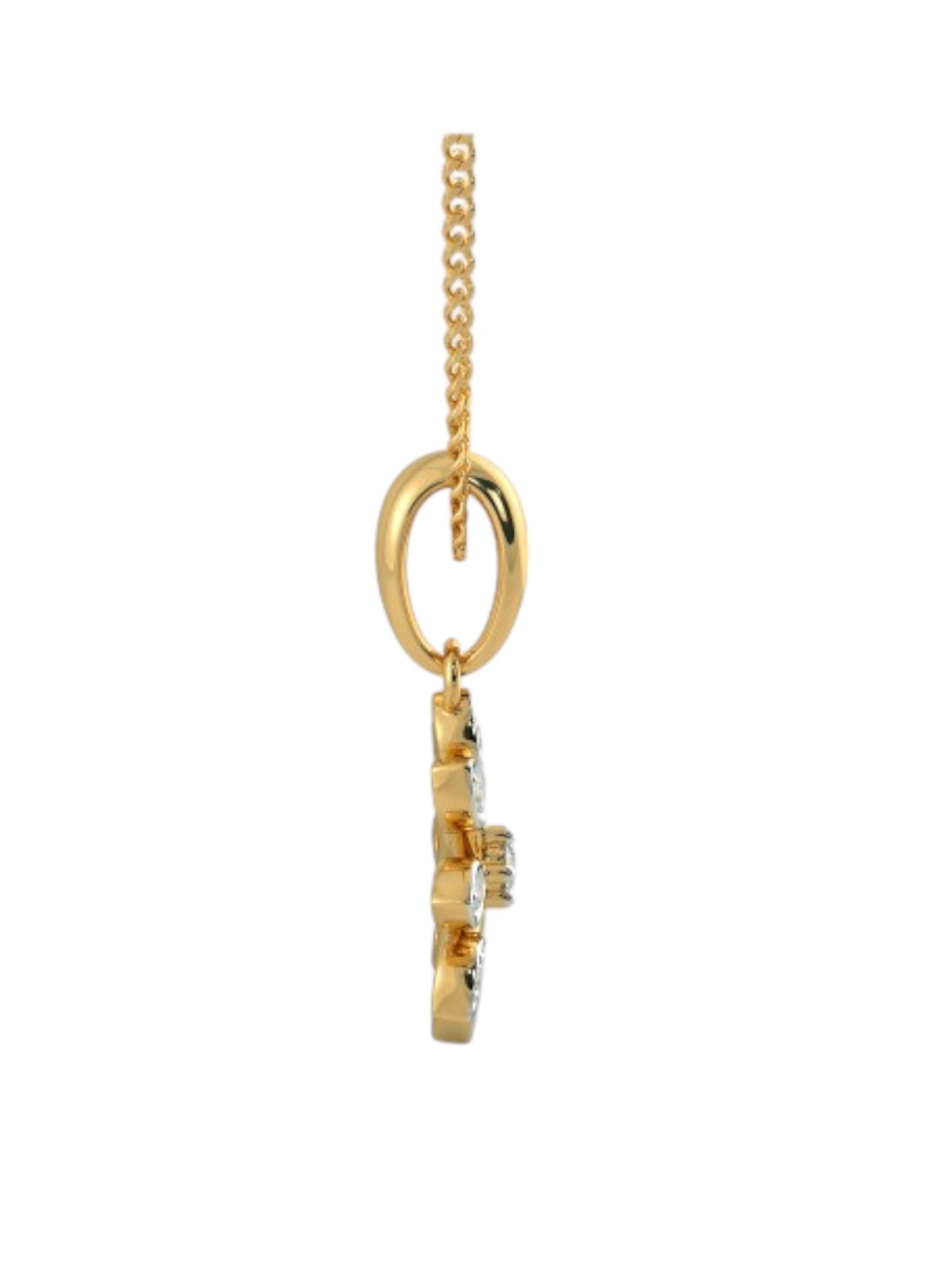 925 Sterling Silver Minimalist Design CZ Stones Gold Plated Pendant With Chain For Women By Kesardeep