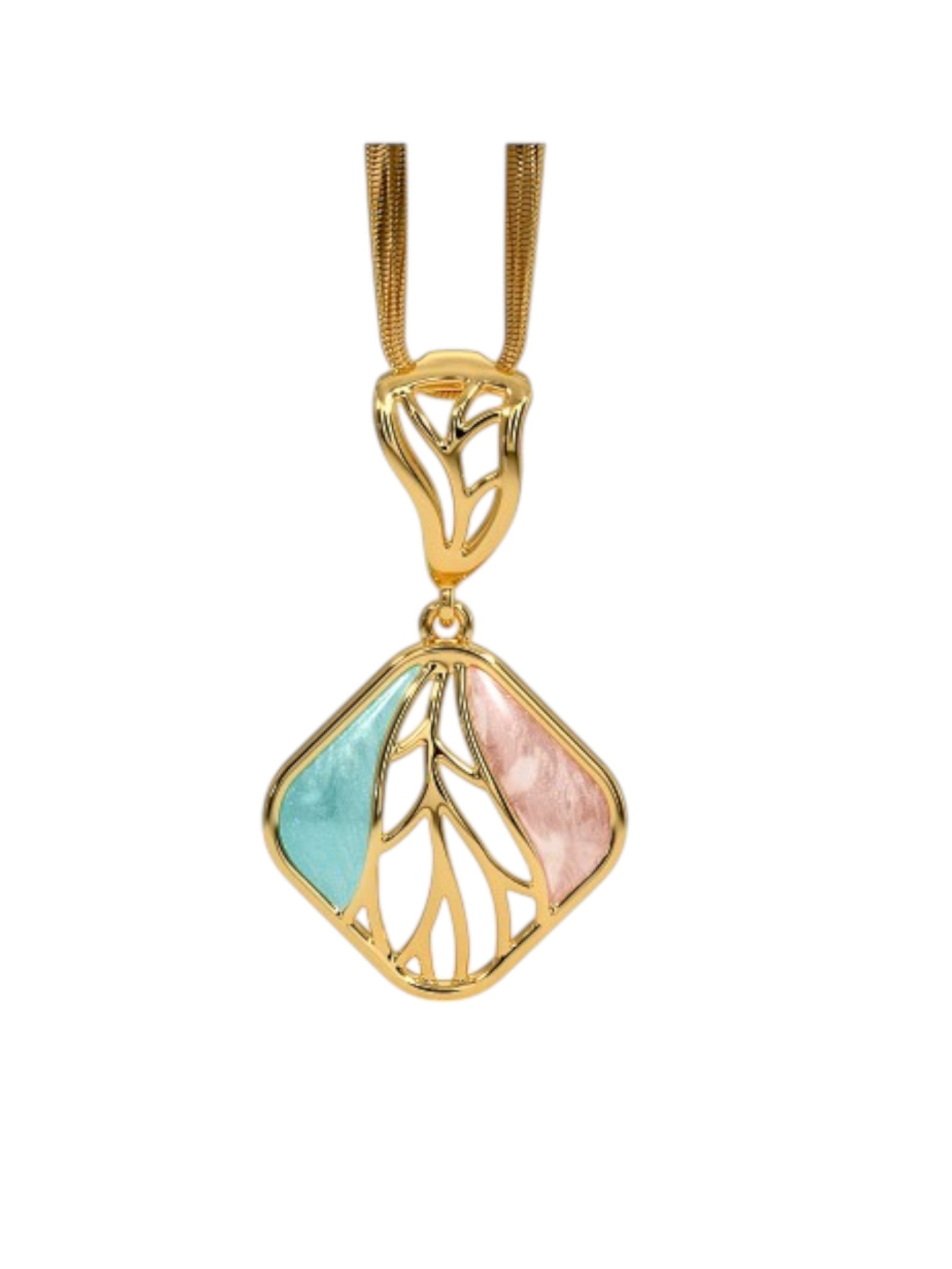 925 Sterling Silver Elegant Design CZ Stones Gold Plated Pendant With Chain For Women By Kesardeep