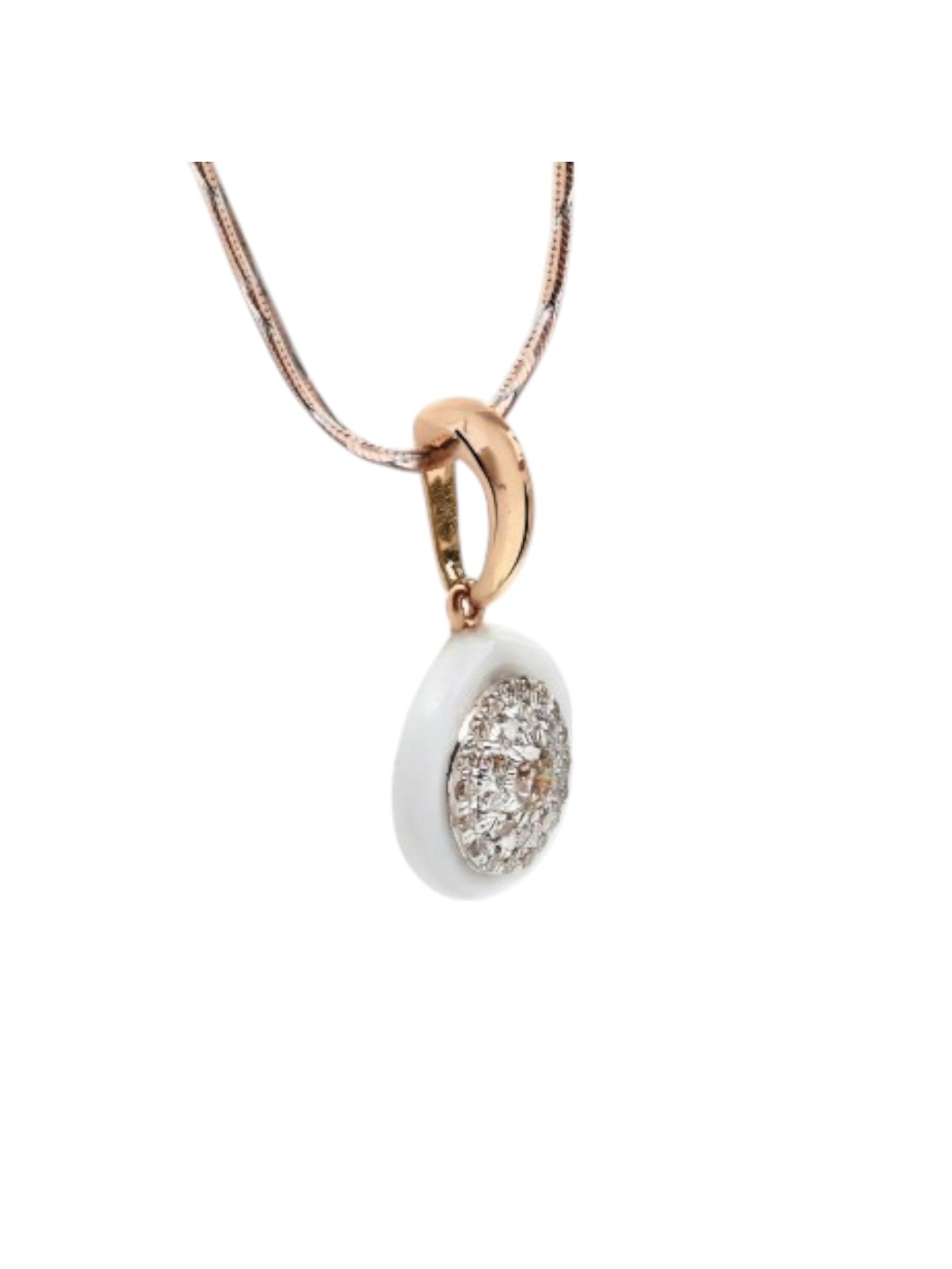 Trendy Design 925 Sterling Silver CZ Stones Rose Gold Plated Pendant With Chain For Women By Kesardeep