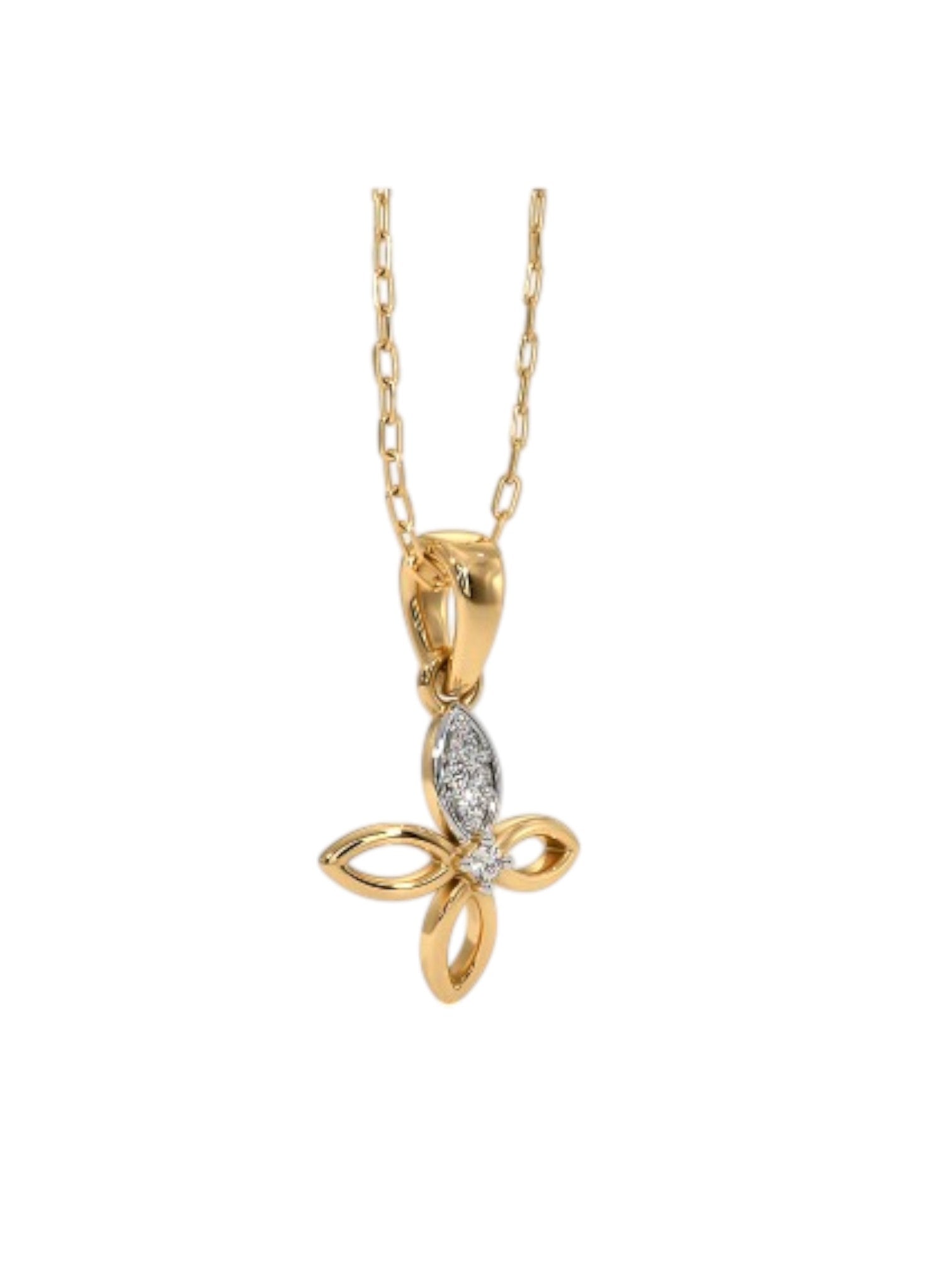 925 Sterling Silver Minimalist Design CZ Stones Gold Plated Pendant With Chain For Women By Kesardeep