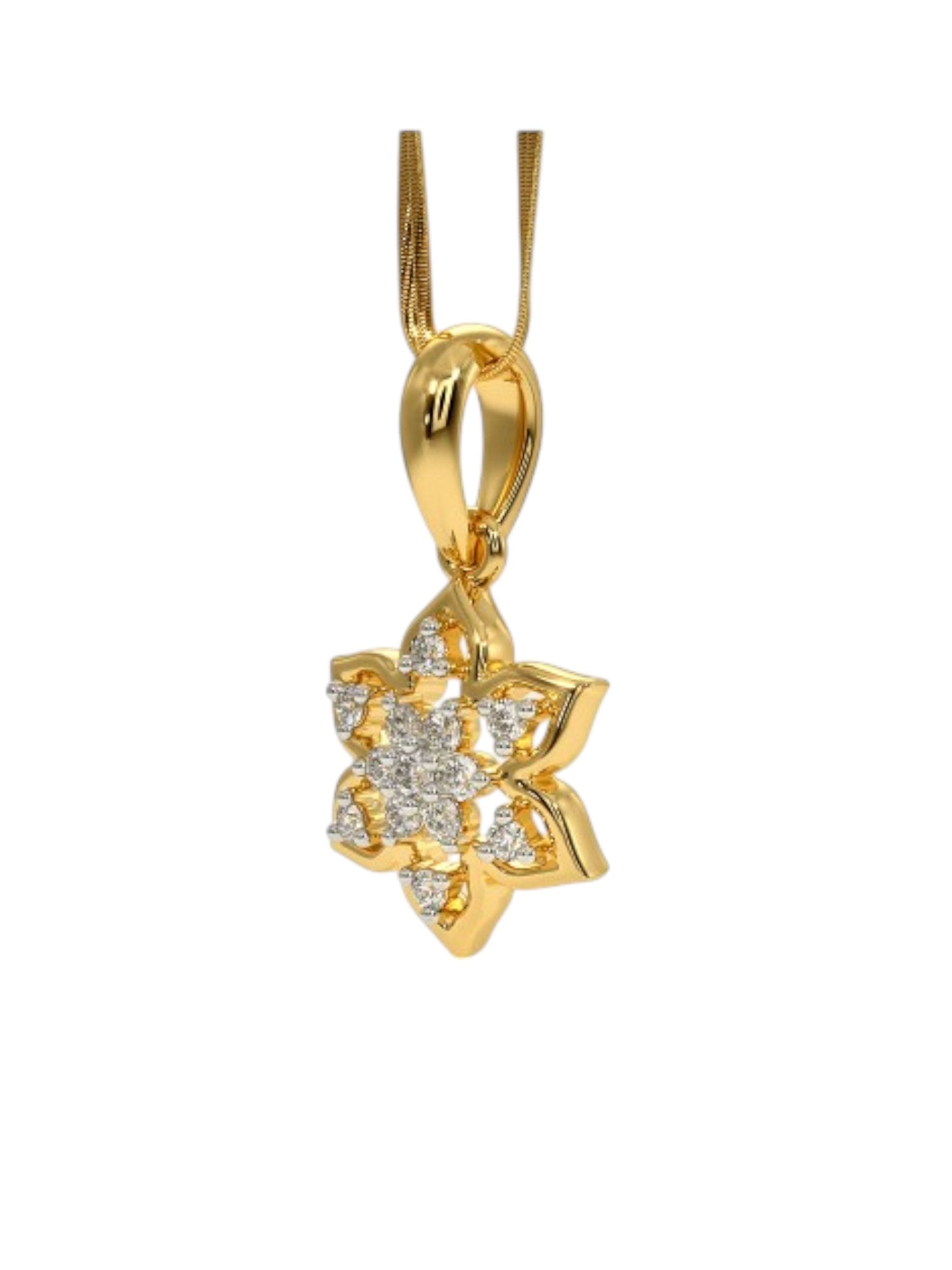 925 Sterling Silver Elegant Design CZ Stones Gold Plated Pendant With Chain For Women By Kesardeep
