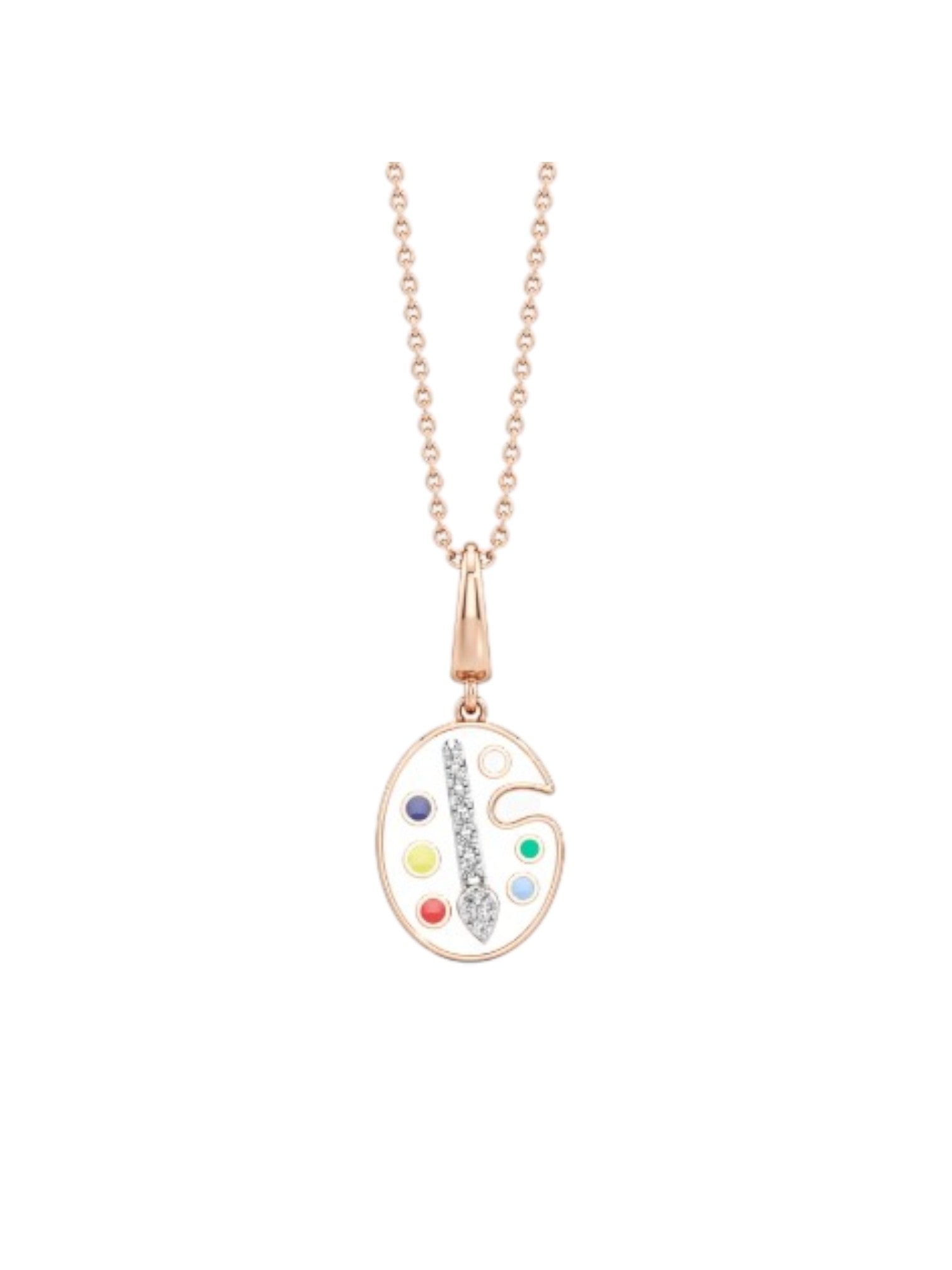 925 Sterling Silver Stylish Design Enameled Rose Gold Plated Pendant With Chain For Women Kesardeep