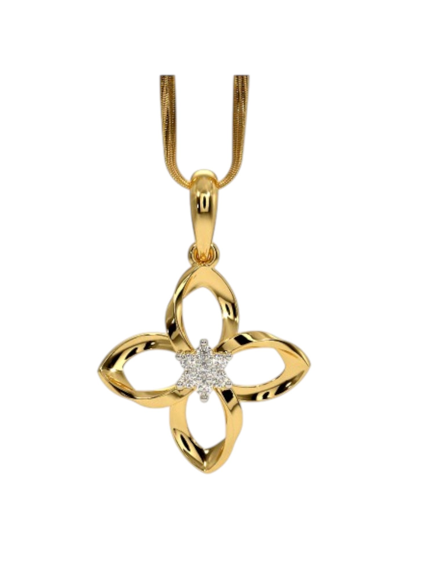 925 Sterling Silver Minimalist Design CZ Stones Gold Plated Pendant With Chain For Women By Kesardeep